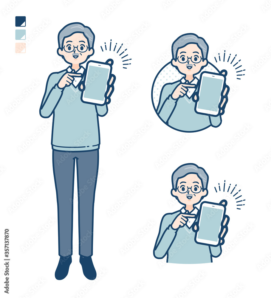 simple senior man_smartphone-show-screen simple senior man_smartphone-show-screen