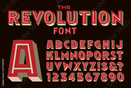 A Bold Inline Vector Font Reminiscent of Type Used on Revolutionary or Political Graphic Poster Art photo