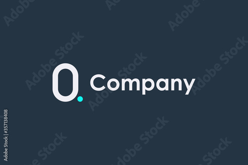 Initial Letter Q Logo. White Linear Ellipse Style with Blue Dot isolated on Dark Blue Background. Usable for Business and Technology Logos. Flat Vector Logo Design Template Element.