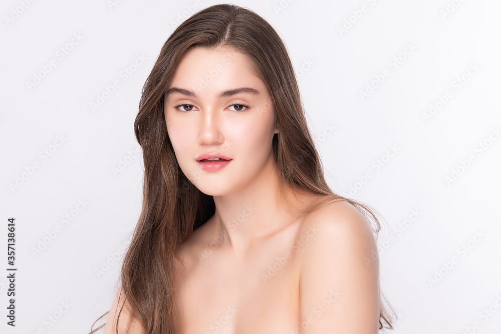 Beauty Woman face Portrait, Beautiful Young Woman with Clean Fresh Healthy Skin, Facial treatment. Cosmetology, beauty and spa, isolated on white background. Beauty Woman face Portrait, Beautiful Young Woman with Clean Fresh Healthy Skin, Facial treatment. Cosmetology, beauty and spa, isolated on white background.