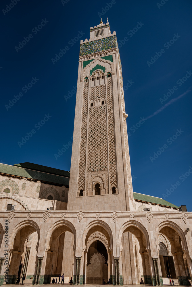 The Hassan II Mosque is a mosque in Casablanca, Morocco. It is the largest mosque in Africa, and the 3rd largest in the world.