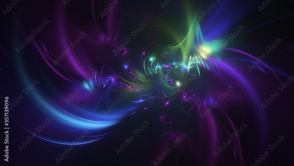 Abstract colorful blue and violet glowing rays. Fantasy light background. Digital fractal art. 3d rendering. Abstract colorful blue and violet glowing rays. Fantasy light background. Digital fractal art. 3d rendering.