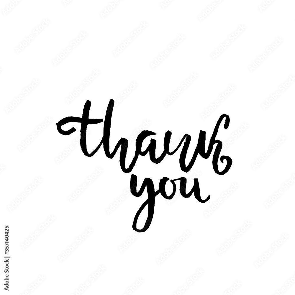 Fototapeta premium Thank You handwritten inscription. Hand drawn lettering. Thanks card. Vector illustration.