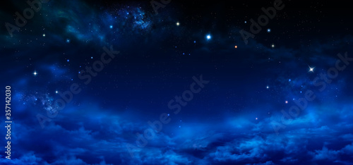 Nebula and stars in night sky - Blue Space background