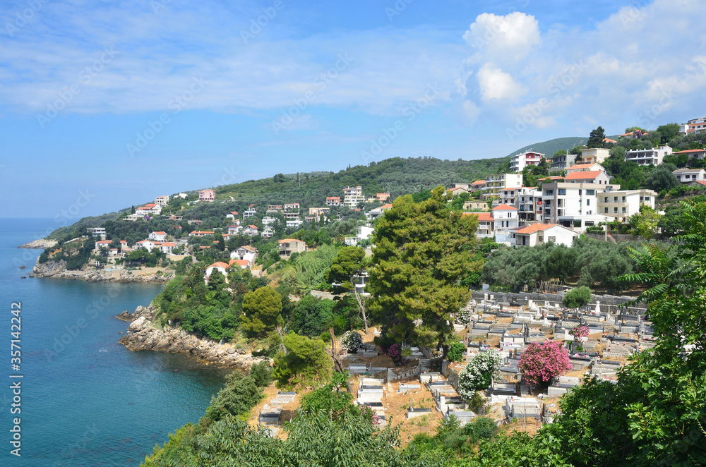  Montenegro, the old city of Ulcinj on the Mediterranean coast in summer sunny day