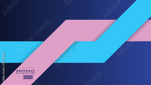 Abstract geometric colorful vector banner and background. Two colored bands that cross, in pink and blue