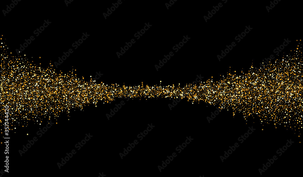 Fototapeta premium Yellow Confetti Shiny Black Background. Christmas 