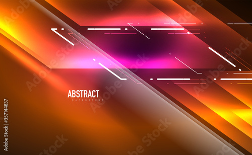Dynamic neon shiny abstract background. Trendy abstract layout template for business or technology presentation, internet poster or web brochure cover, wallpaper