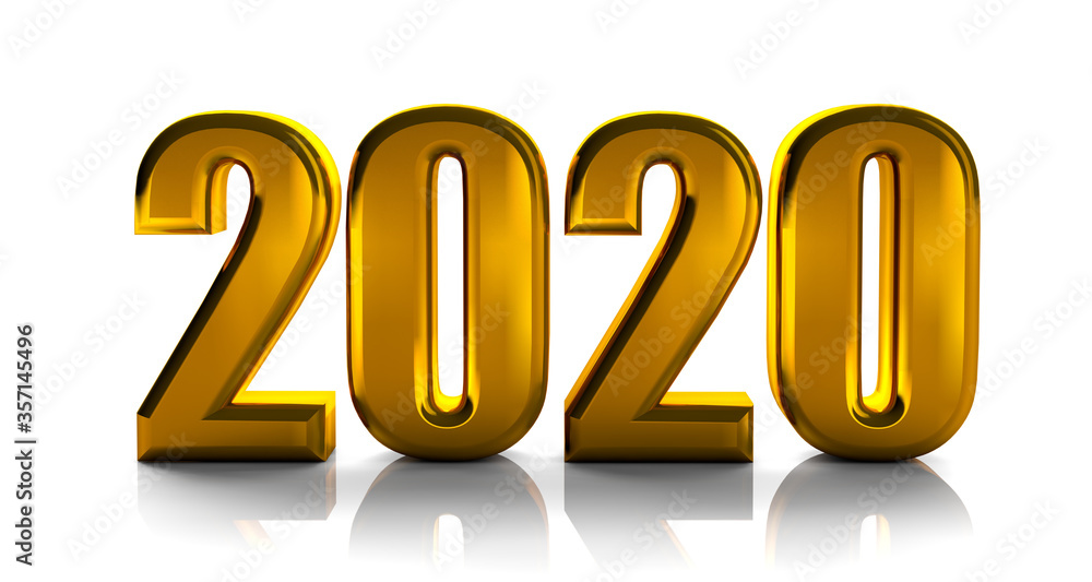 2020 golden bold letters 3d-illustration isolated, high quality 3d render isolated on white 2020 golden bold letters 3d-illustration isolated, high quality 3d render isolated on white