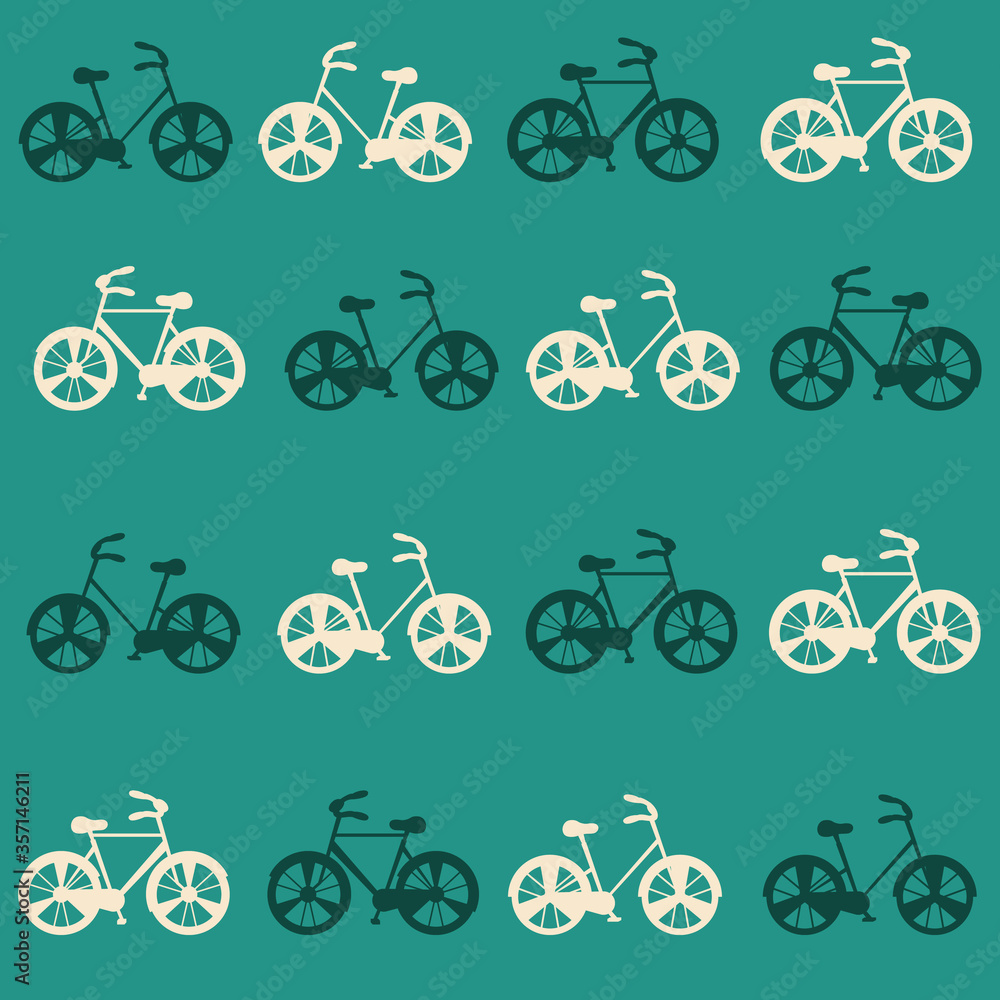 Vector Bicycle weekend illustration, seamless pattern, with balloons, flowers, wheels, pastel and colours Vector Bicycle weekend illustration, seamless pattern, with balloons, flowers, wheels, pastel and colours