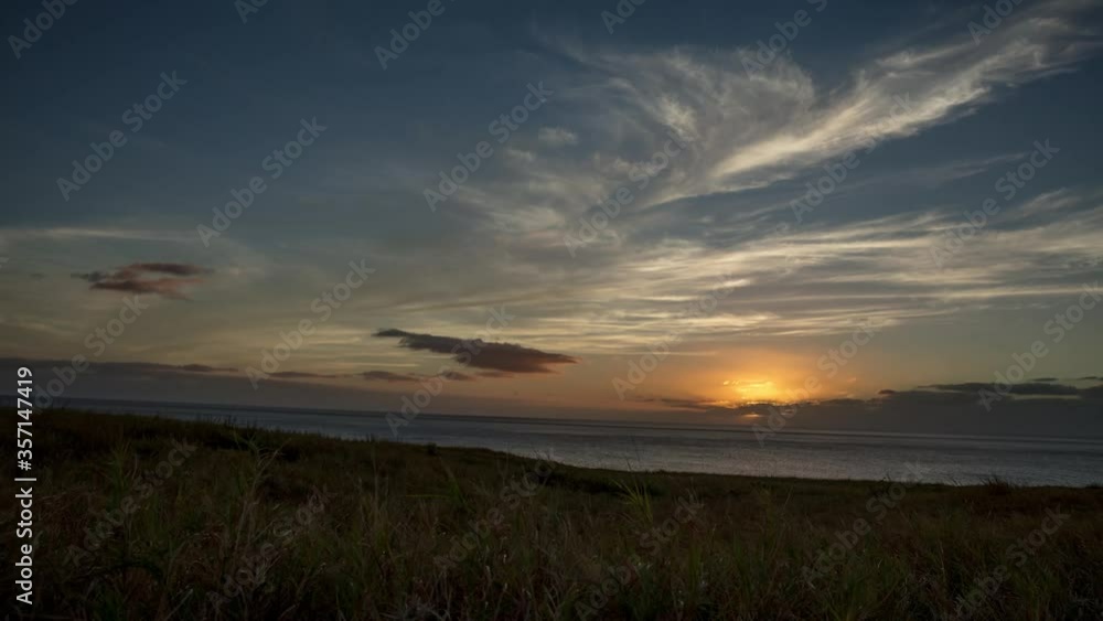 Sunset Time Lapse of a virgin island with vegetation and the beach in the background Sunset Time Lapse of a virgin island with vegetation and the beach in the background