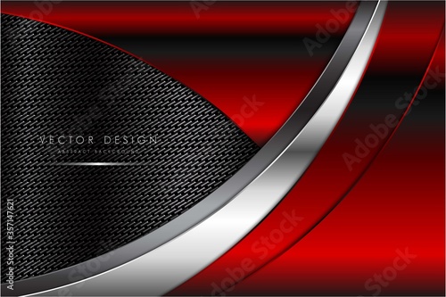   Metallic of red with carbon fiber dark space technology concept vector illustration.