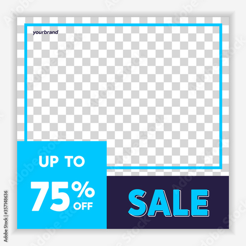 Modern and Unique Social Media Banner Template for Promotion and Digital Marketing. Promotional Square Web Banner for Social Media. Elegant and Simple Discount Promo Ads
