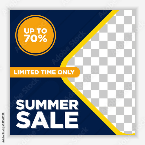 Modern and Unique Social Media Banner Template for Promotion and Digital Marketing. Promotional Square Web Banner for Social Media. Elegant and Simple Discount Promo Ads