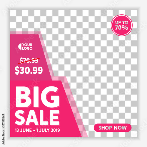 Modern and Unique Social Media Banner Template for Promotion and Digital Marketing. Promotional Square Web Banner for Social Media. Elegant and Simple Discount Promo Ads