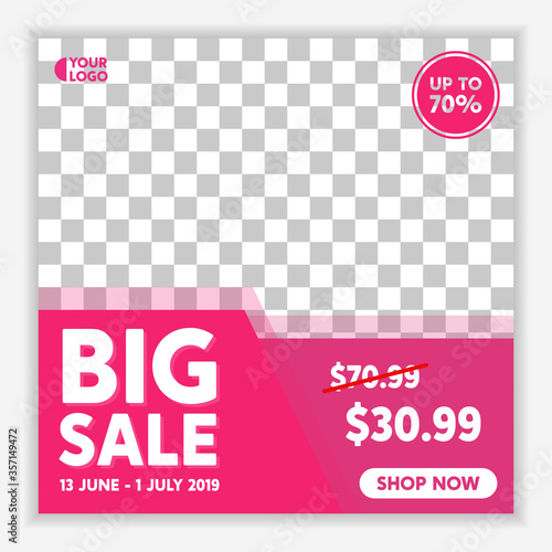 Modern and Unique Social Media Banner Template for Promotion and Digital Marketing. Promotional Square Web Banner for Social Media. Elegant and Simple Discount Promo Ads