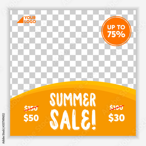 Modern and Unique Social Media Banner Template for Promotion and Digital Marketing. Promotional Square Web Banner for Social Media. Elegant and Simple Discount Promo Ads