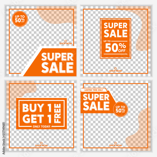 Modern and Unique Social Media Banner Template for Promotion and Digital Marketing. Promotional Square Web Banner for Social Media. Elegant and Simple Discount Promo Ads