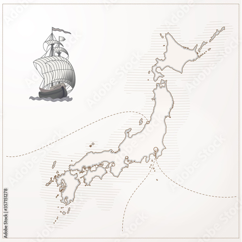 old vector Japan map