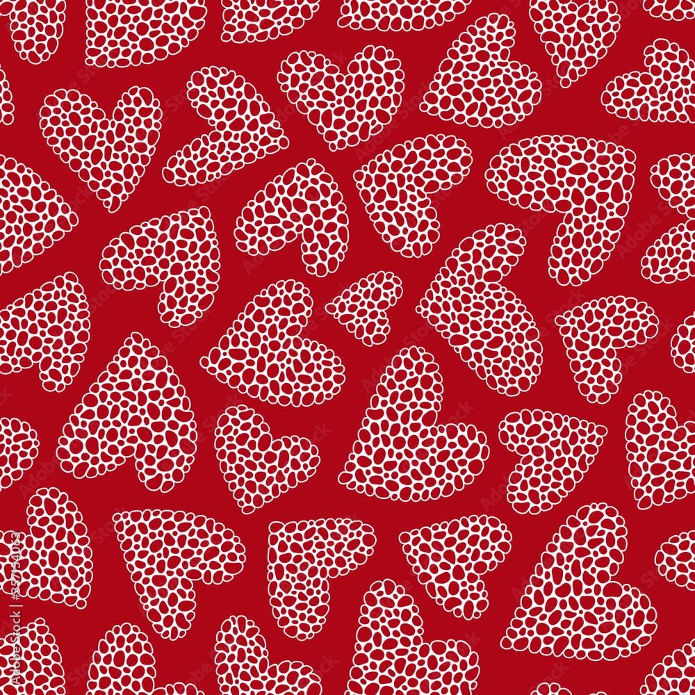 White hearts on a red background. White hearts on a red background.
