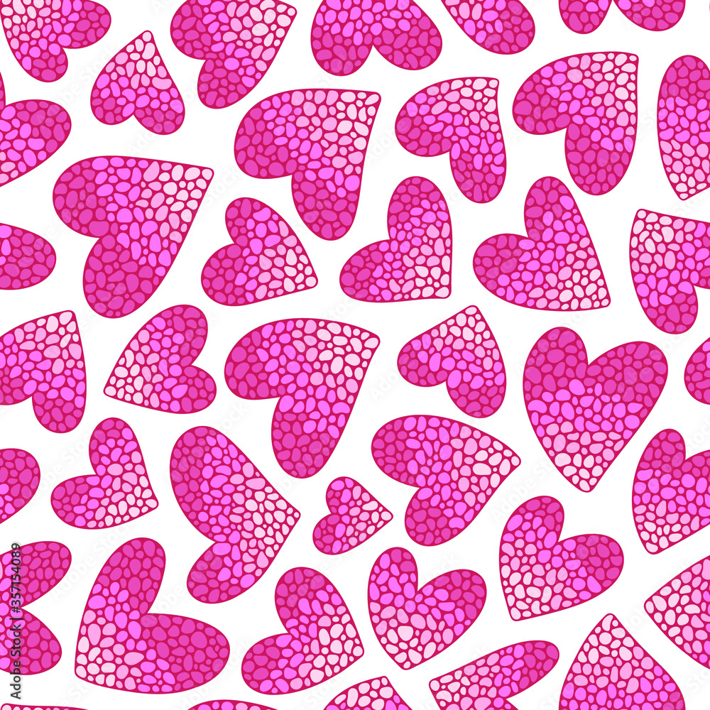Pink hearts seamless pattern. Pink hearts seamless pattern.