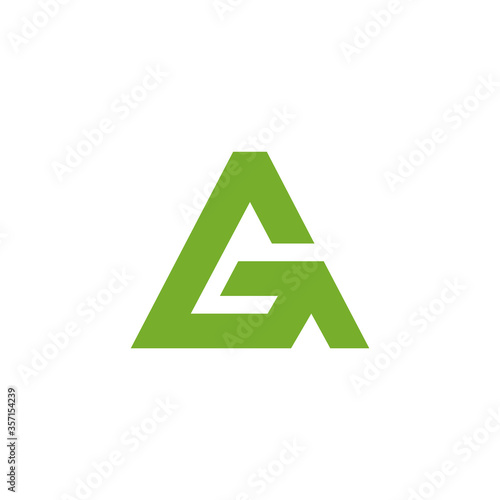 letter g green triangle mountain shape logo vector