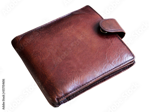 man's leather wallet isolated on white photo