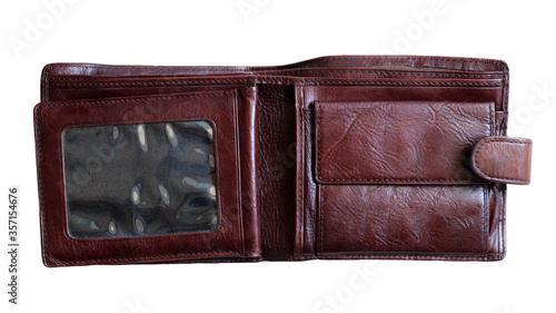 man's leather wallet isolated on white photo