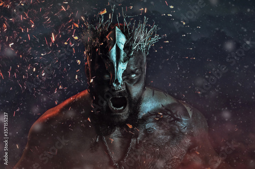 Fotografie Photo of screaming viking warrior