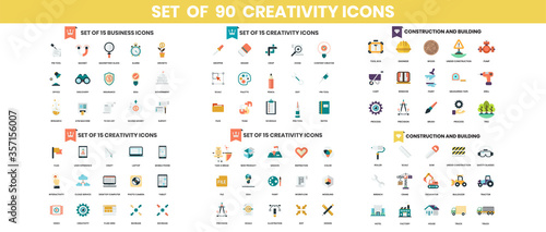 Creativity Business icons set for business