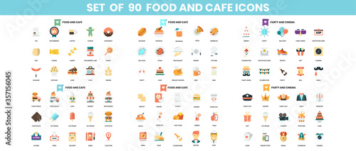 Food and Cafe icons set for business