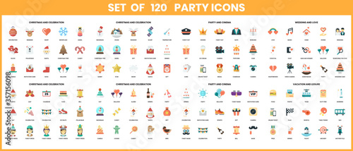 Photography Party icons set for business