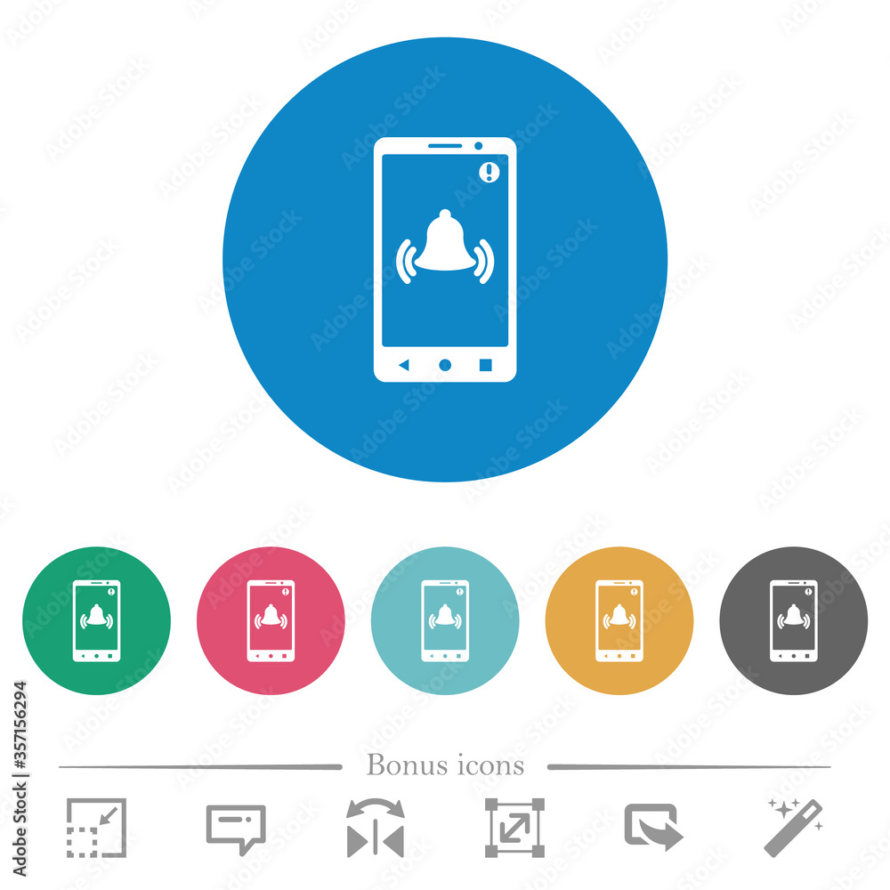 Mobile push notification flat round icons Mobile push notification flat round icons
