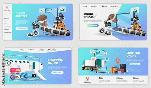Vector illustration of online Cinema service concept suitable for banner application and home page.