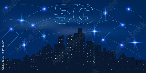 Smart city and 5G Global communication concept