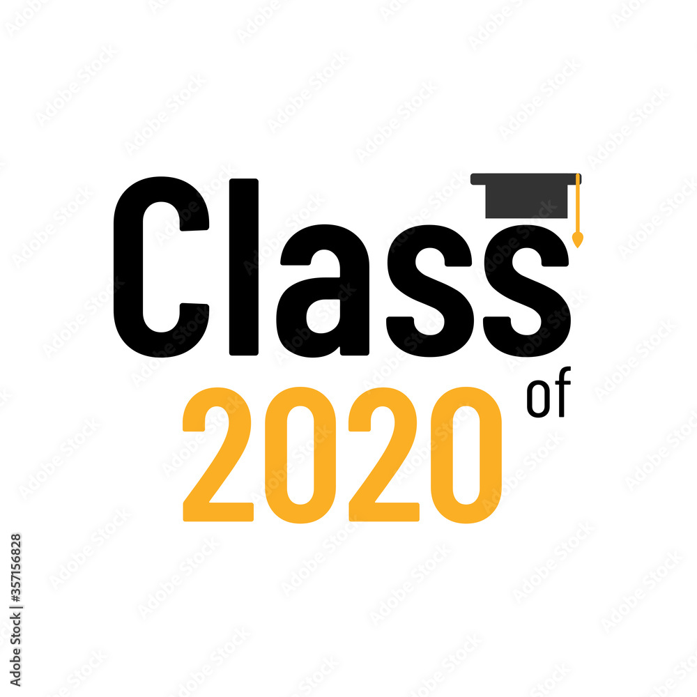 Class of 2020 concept illustration. Congratulations font. Graduation card. Educational celebrations. Class of 2020 icon. Illustration vector.