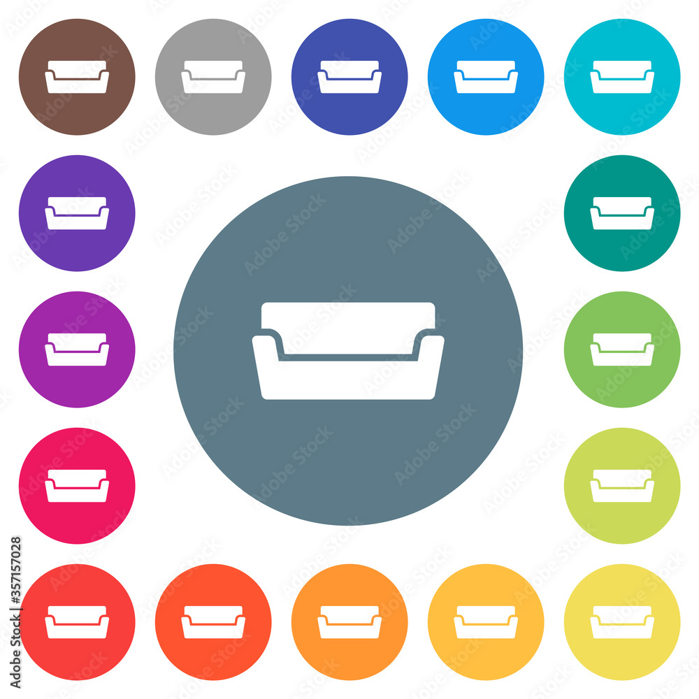 Couch flat white icons on round color backgrounds Couch flat white icons on round color backgrounds