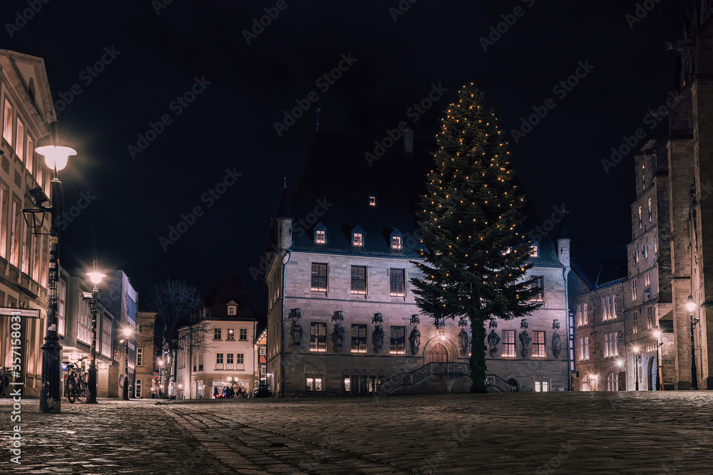 Historic old town Osnabrück with Christmas tree