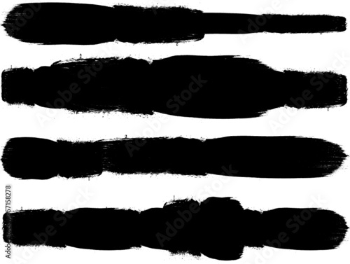 Grunge Paint stripe . Vector brush Stroke . Distressed banner . Black isolated paintbrush collection . Modern Textured shape . Dry border in Black . 