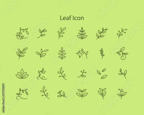 Wallpaper Mural set of leaf icons, nature, green, environment, leave, branch, cherry blossom Torontodigital.ca