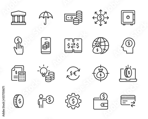 set of money icon, finance, currency, banking, cash © kornkun