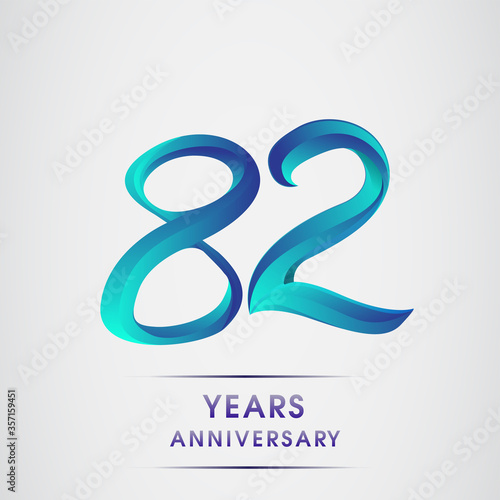 82nd Anniversary celebration logotype blue colored isolated on white background. Design for invitation card, banner and greeting card