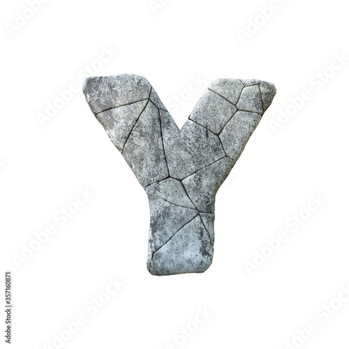 Letter Y cracked grunge stone rock font 3D Rendering © ink drop