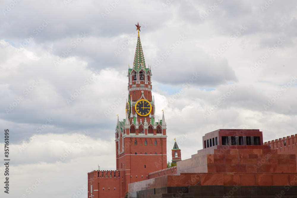 Red Square, Kremlin, GUM without people during quarantine Covid-19, Lenin's mausoleum Red Square, Kremlin, GUM without people during quarantine Covid-19, Lenin's mausoleum