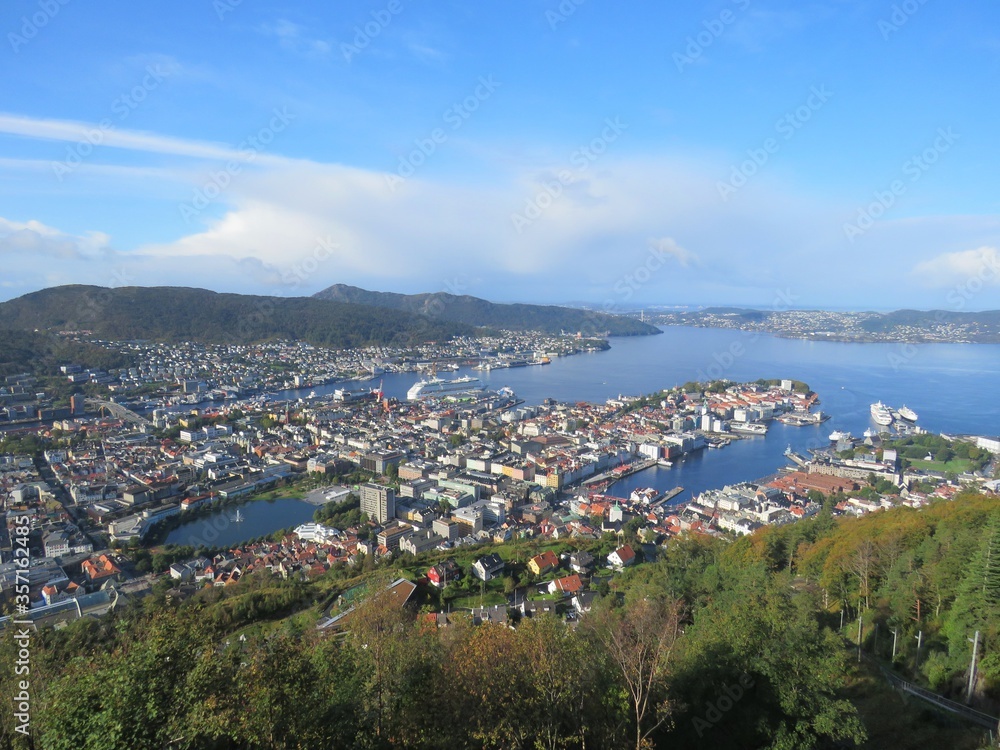 aerial view of Bergen, Norway