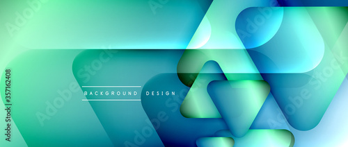 Triangle shapes geometric abstract background. 3D shadow effects and fluid gradients. Modern overlapping forms wallpaper for your text message