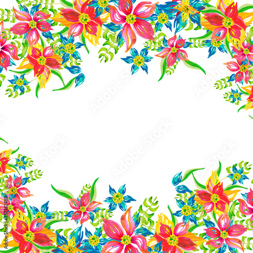 frame of flowers painted with watercolor  for the design of cards  invitations  business cards