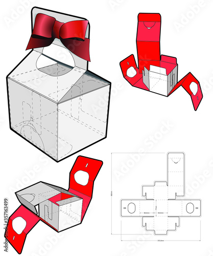 Tea Folding Box Self Asembly (Internal measurement 7.7x6.5+6.5 cm) and Die-cut Pattern