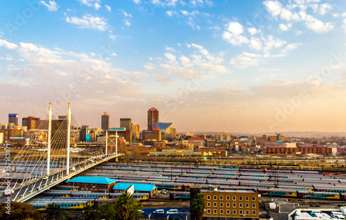 Johannesburg skyline at sunset