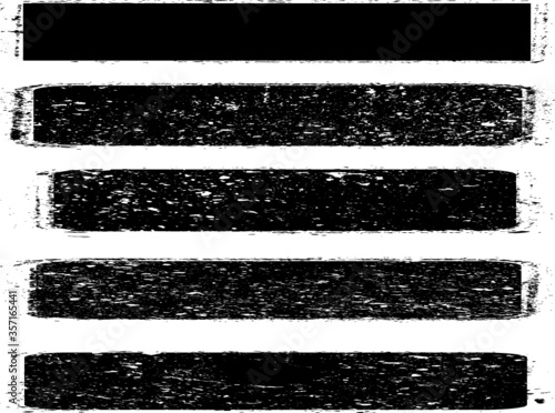 Grunge Paint stripe . Vector brush Stroke . Distressed banner . Black isolated paintbrush collection . Modern Textured shape . Dry border in Black . 